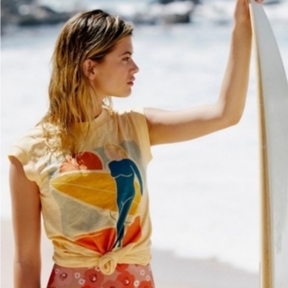 NWOT Free People X Girl Dangerous Surfer Girl Graphic Moto Tee Tank | Small - Picture 7 of 7